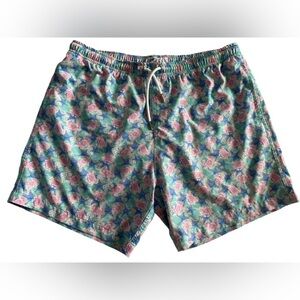 Crab Bermies Tropical Print Men's Swim Trunks